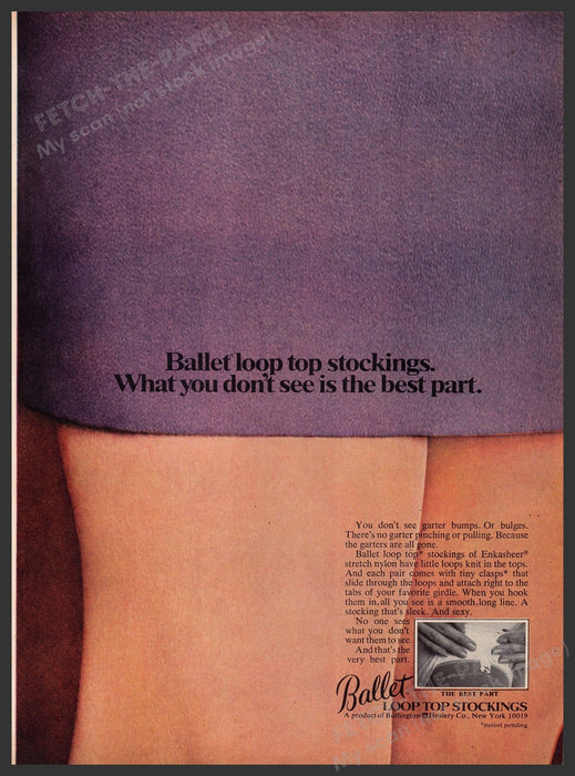 Ballet Loop Top Stockings 1960s Print Advertisement 1969 Legs Hosiery Fetch the Paper!