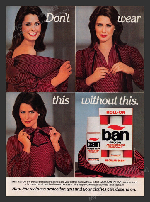 Ban Deodorant Working Woman 1980s Print Advertisement Ad 1983 Fetch the Paper!