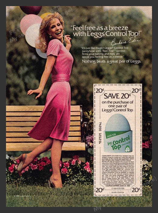 1981 Barbara Eden L'eggs Pantyhose Hosiery Print Advertisement Ad