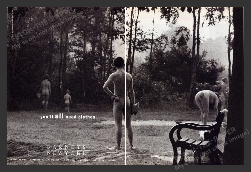 1990 Barneys New York "Nudist Colony" Print Advertisement (2 Pages)