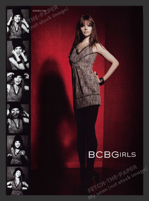 BCBGirls 2000s Print Advertisement Ad 2007 Teen Clothing Tights Photo Booth Fetch the Paper!