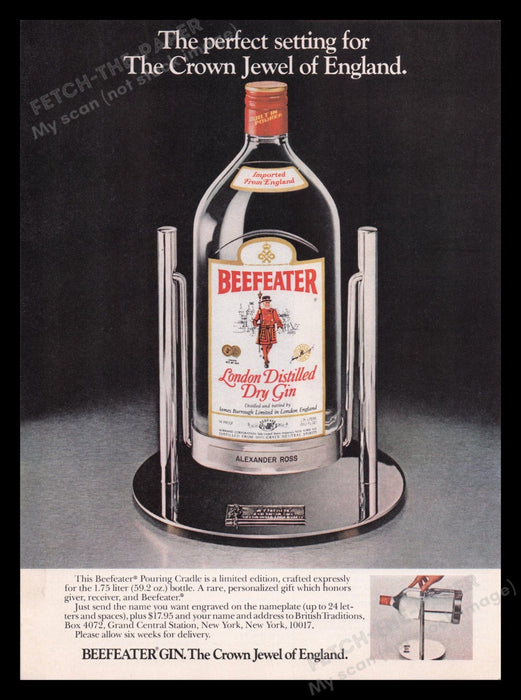 Beefeater Dry Gin 1970s Print Advertisement Ad 1978 Crown Jewel of England Fetch the Paper!