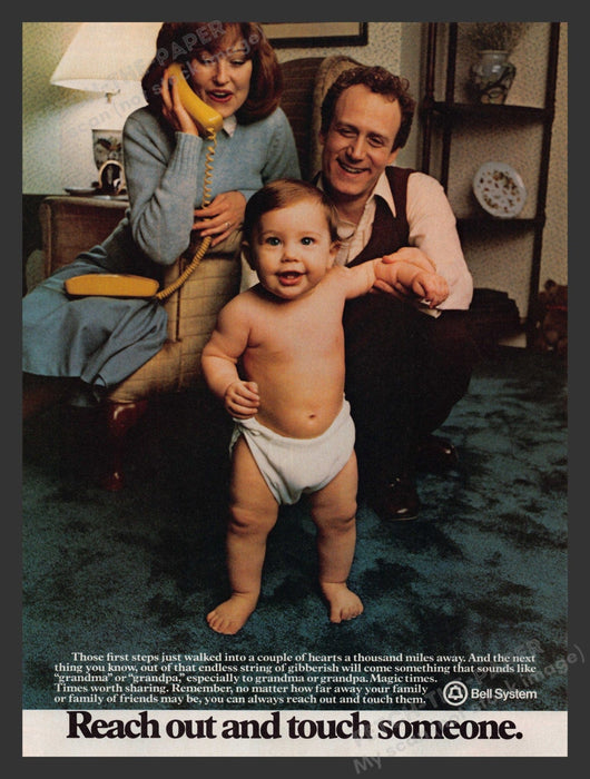 Bell System First Steps Toddler Family 1980s Print Advertisement 1981 Fetch the Paper!