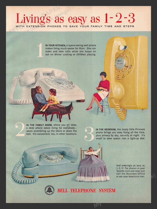 1963 Bell Telephone System "Living's as easy as 1-2-3" Print Advertisement Ad