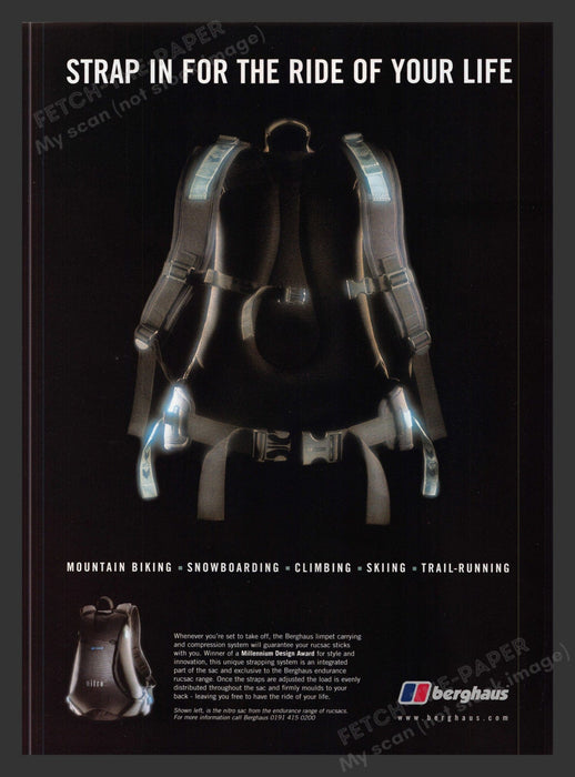 1999 Berghaus Outdoor Backpack Print Advertisement Ad.
