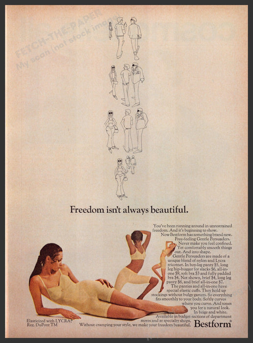 Bestform Shapers 1960s Print Advertisement 1969 All-in-one Lycra Fetch the Paper!