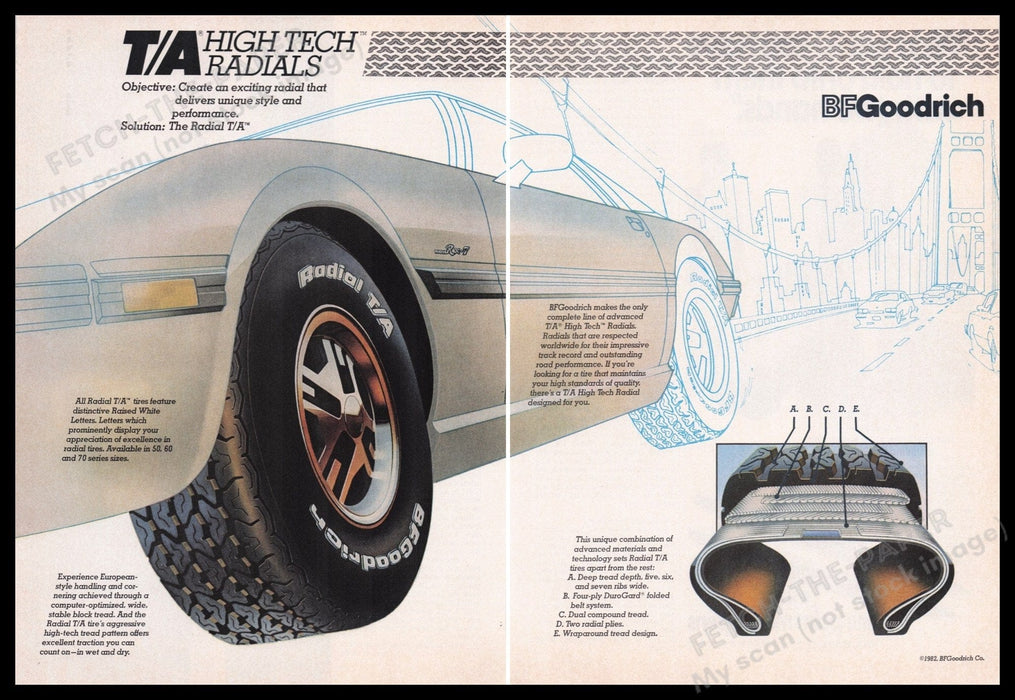 BF Goodrich High Tech Radials 1980s Print Advertisement (2 pages) 1982 Fetch the Paper!