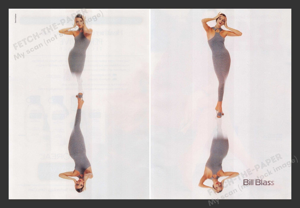 Bill Blass Mirror Image Model 1990s Print Advertisement (2 pages) 1993 Fetch the Paper!