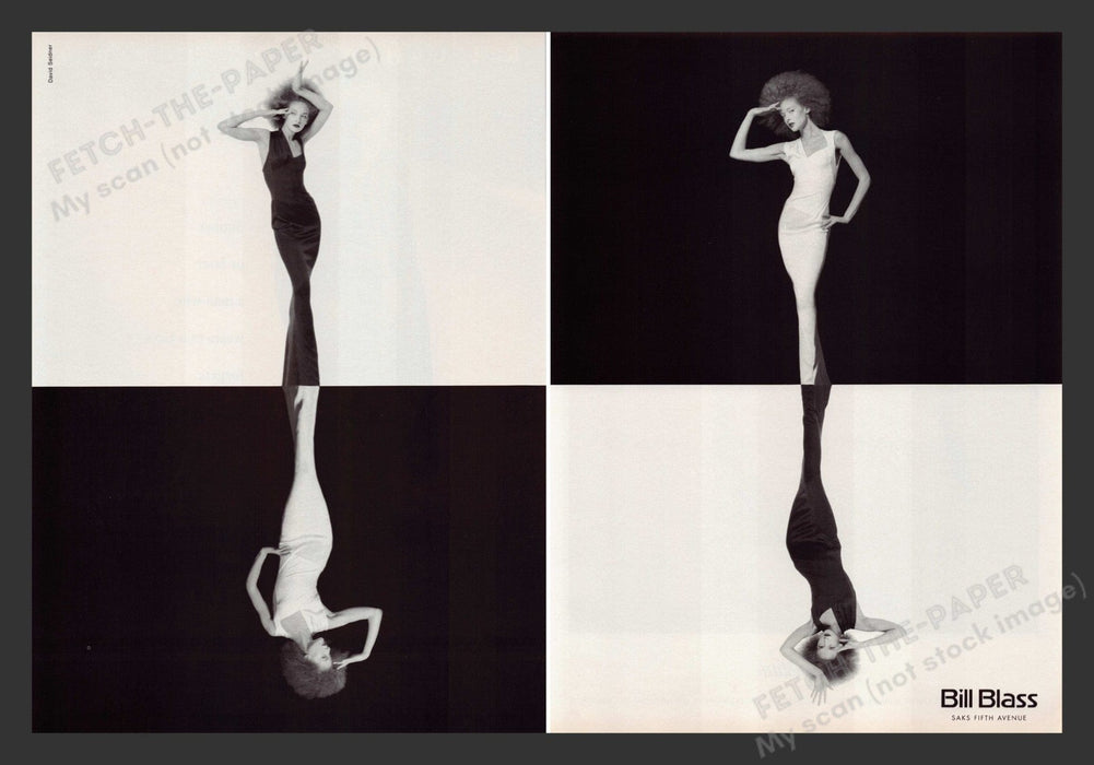 Bill Blass Reflection Model 1990s Print Advertisement (2 pages) 1996 Fetch the Paper!