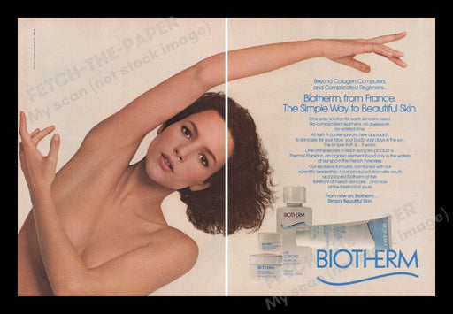 Biotherm 1980s Print Advertisement (2 pages) 1985 France Skin Model Fetch the Paper!