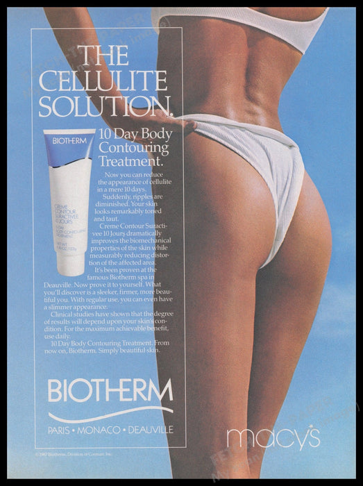 Biotherm Contouring Cream 1980s Print Advertisement Ad 1987 Legs Backside Fetch the Paper!