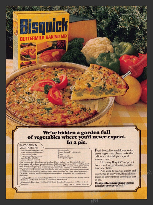 1981 Bisquick Buttermilk Baking Mix "Garden Vegetable Pie" Recipe Print Ad