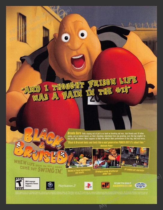 2003 Black & Bruised Prison Life Video Game Print Advertisement
