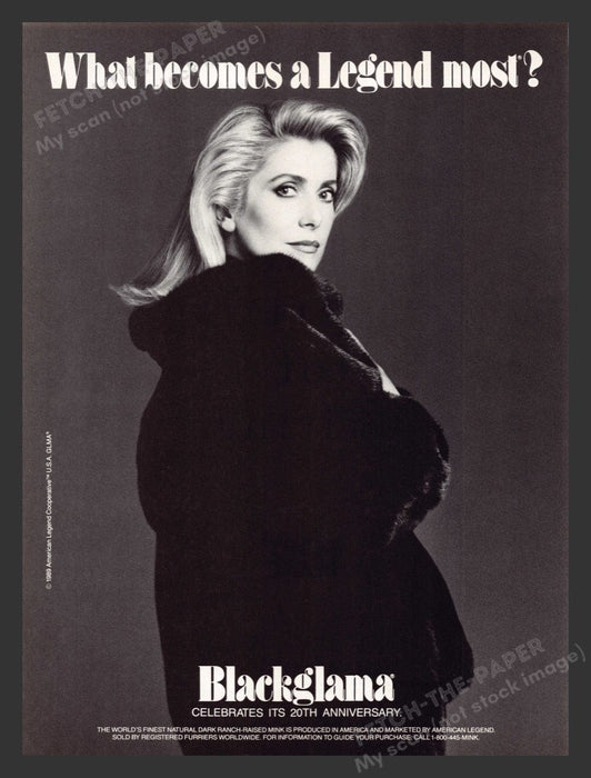 1989 Blackglama Mink Fur Coat Catherine Deneuve Print Advertisement Ad