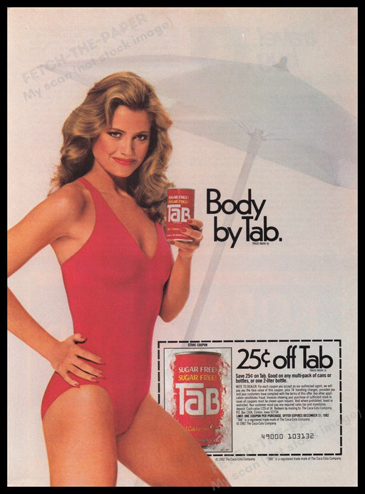 Body by Tab Soda 1980s Print Advertisement Ad 1982 Sexy Lady Coca Cola Fetch the Paper!