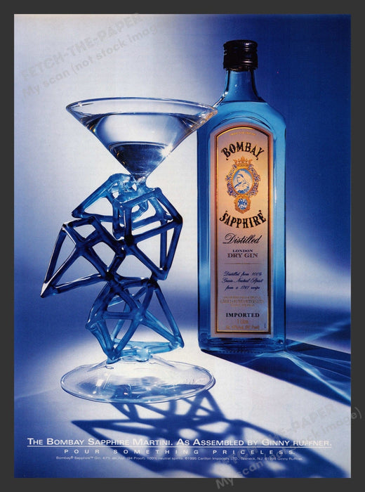 Bombay Sapphire Gin Artist Ginny Ruffner 1990s Print Advertisement 1996 Fetch the Paper!