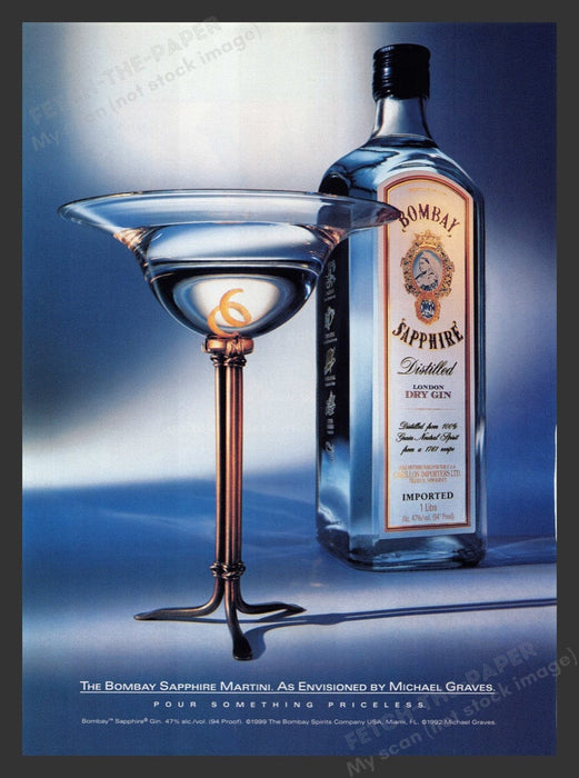 1999 Bombay Sapphire Michael Graves Print Advertisement Ad