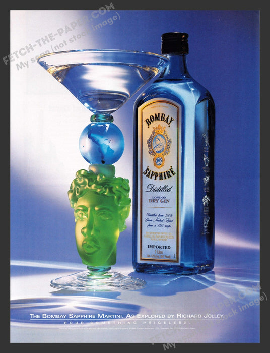 1998 Print Advertisement Bombay Sapphire Richard Jolley Art Glass Alcohol Ad.