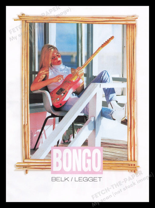 Bongo Clothing 1990s Print Advertisement Ad 1996 Porch Guitar Model Fetch the Paper!