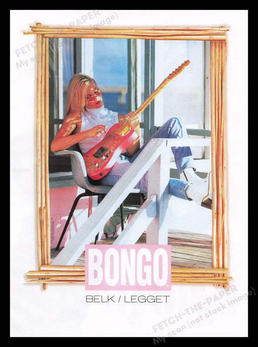 Bongo Clothing 1990s Print Advertisement Ad 1996 Porch Guitar Model Fetch the Paper!