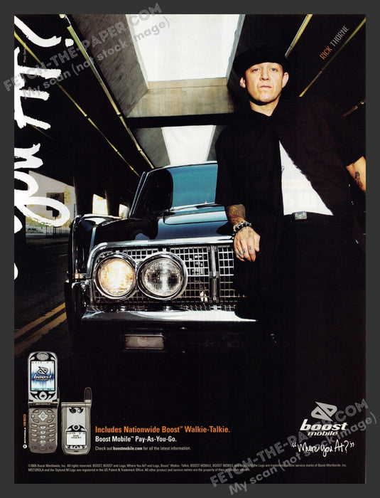 2005 Print Advertisement Boost Mobile Cell Phone Rick Thorne BMX Musician Ad.