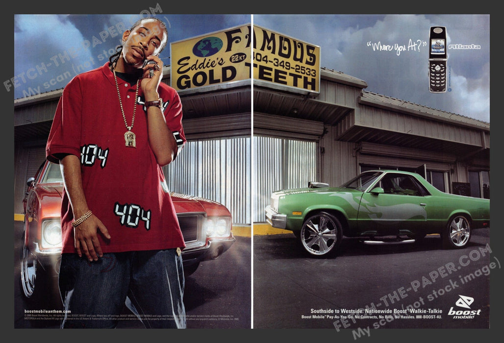 2005 Print Advertisement 2 Page Boost Mobile Ludacris Rapper & Actor Ad.
