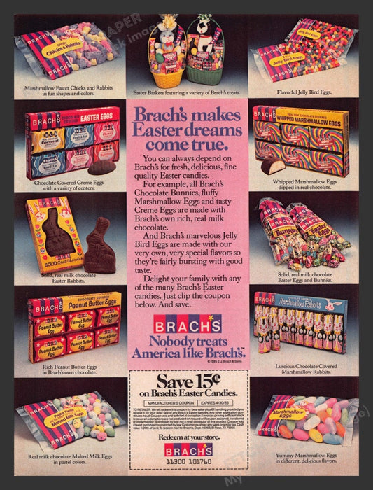 1985 Brach's Easter Candy Varieties w/ Coupon Print Advertisement Ad
