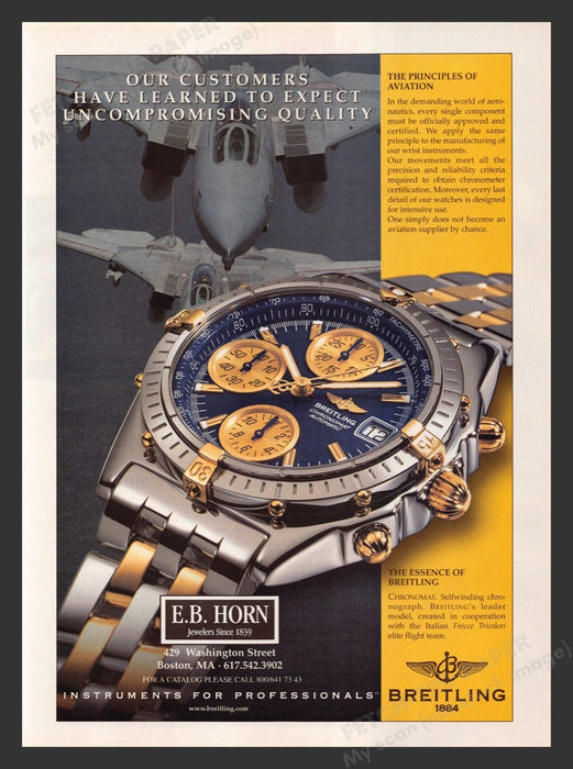 1999 Breitling Chronomat Watch Military Jet Print Advertisement Ad