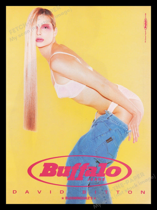 Buffalo David Britton 1990s Print Advertisement Ad 1995 Taking off Jeans Fetch the Paper!
