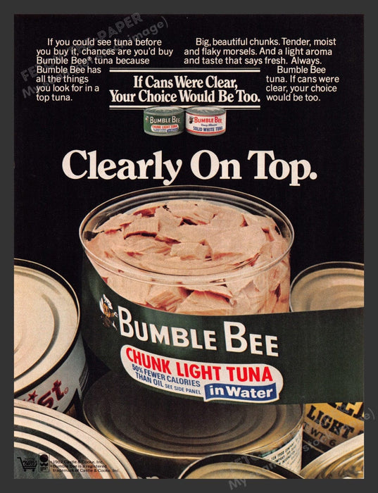 1982 Bumble Bee Tuna Can "Clearly on Top" Print Advertisement Ad