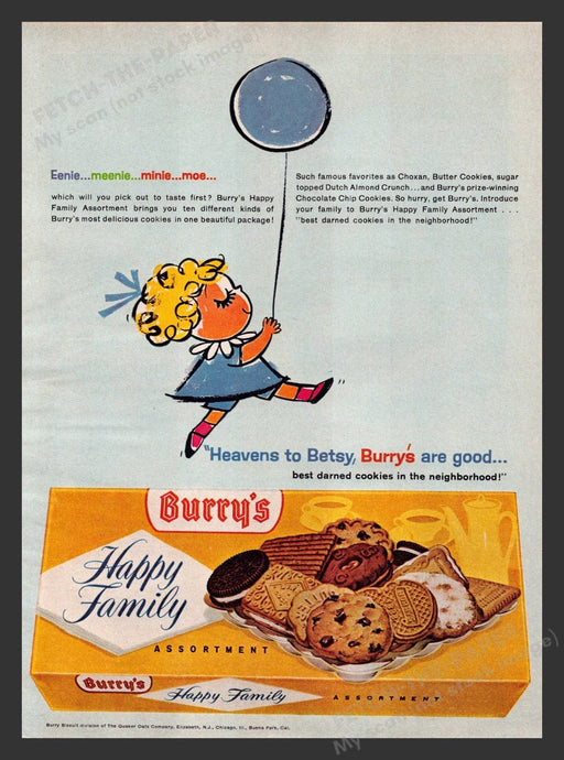 1963 Burry's Happy Family Assortment of Cookies Print Advertisement Ad