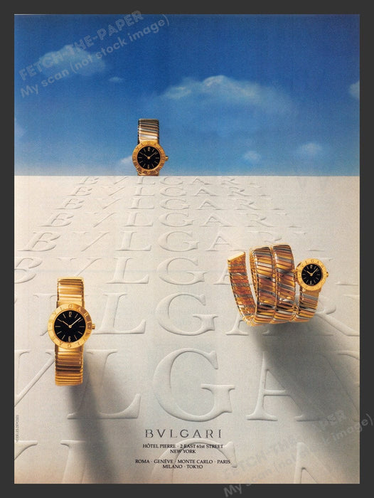 1987 BVLGARI Watches Hotel Pierre N.Y. Print Advertisement Ad