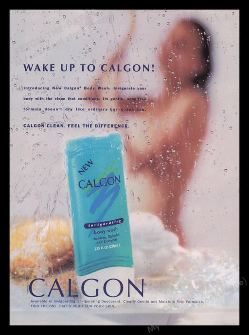 Calgon Body Wash 1990s Print Advertisement Ad 1996 Woman Showering Fetch the Paper!