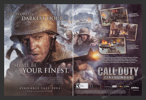 2004 Call of Duty: Finest Hour Video Game Print Advertisement (2 Pages)