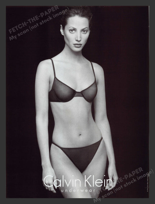 Calvin Klein 2000s Print Advertisement Underwear Christy Turlington Bra Panties Fetch the Paper!