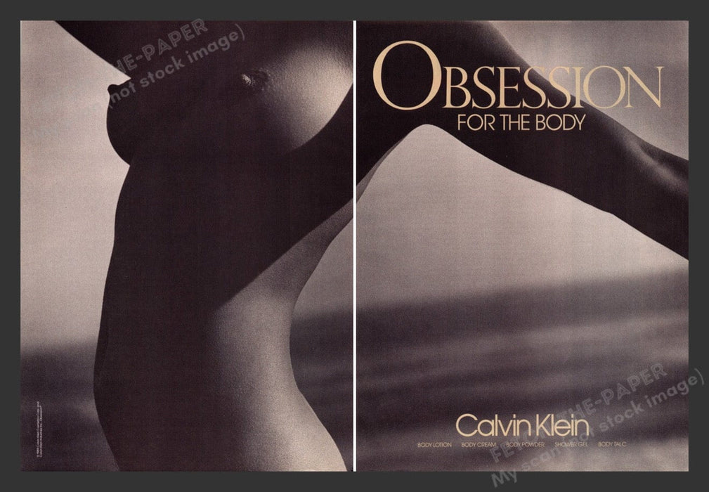 1990 Calvin Klein Obesssion for the Body Nude Print Advertisement (2 Pages)