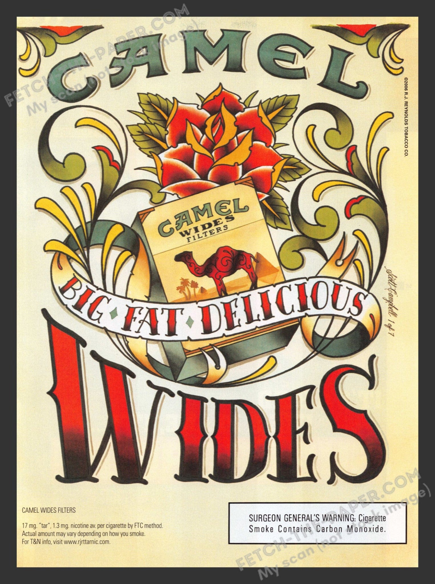 Camel Wides Scott Campbell 2006 Vintage Print Ad — Fetch-the-Paper