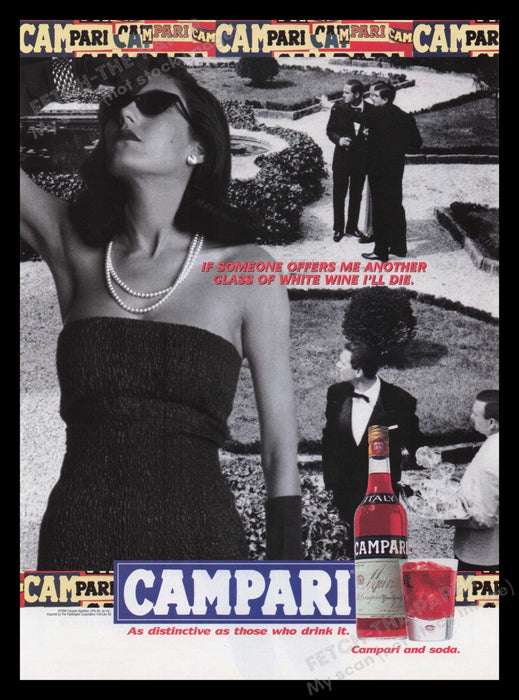 Campari 1990s Print Advertisement 1995 If Someone Offers Me Wine I'll Die Fetch the Paper!