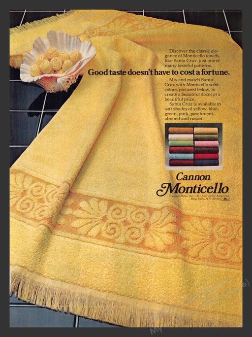 1980 Cannon Monticello Colorful Bath Towels Print Advertisement Ad