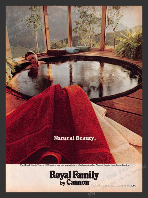 1979 Cannon Towels Royal Beauty Woman in Hot Tub Print Advertisement Ad