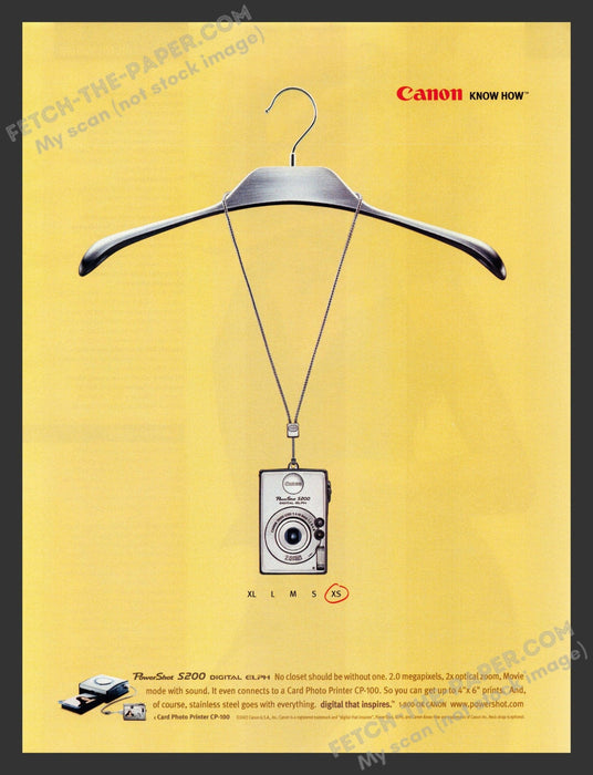 2002 Print Advertisement Canon PowerShot S200 Digial ELPH Camera Ad.