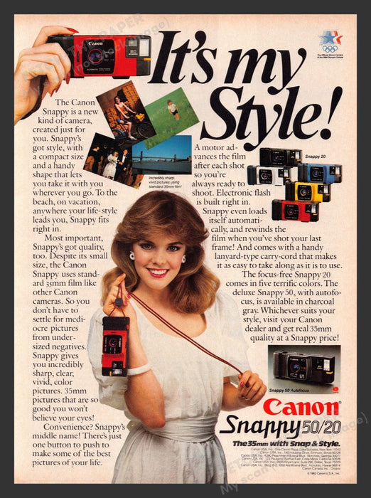 1983 Canon Snappy Camera "It's My Style" Print Advertisement Ad