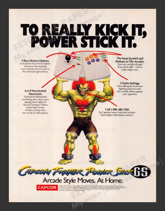 1993 Capcom Fighter Power Stick Video Game Print Advertisement