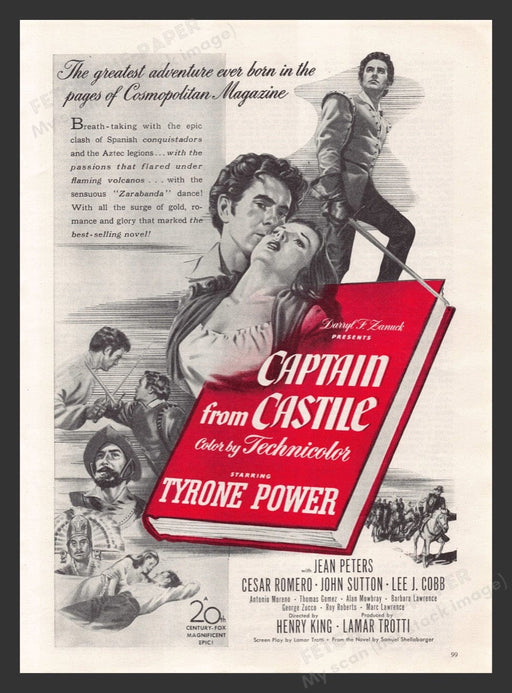1948 Captain from Castile Movie Release Print Advertisement Ad