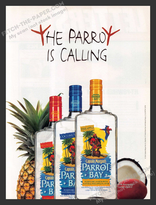2005 Print Advertisement Captain Morgan's Parrot Bay Alcohol Ad.