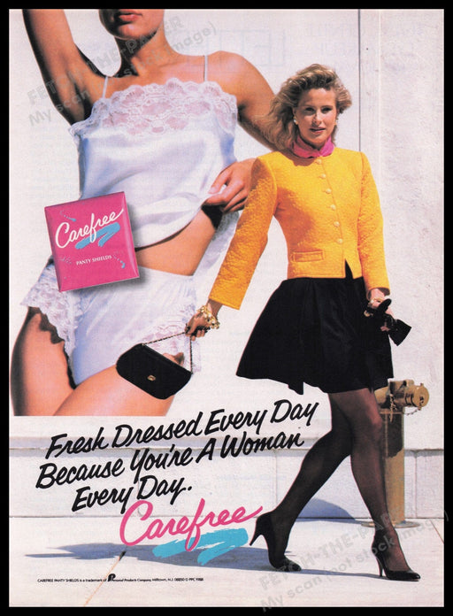 Carefree 1980s Print Advertisement Ad 1989 Legs Working Woman Lingerie Fetch the Paper!