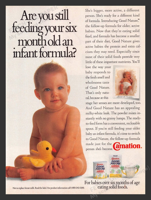 1989 Carnation Good Nature Follow-up Formula Baby Print Advertisement Ad