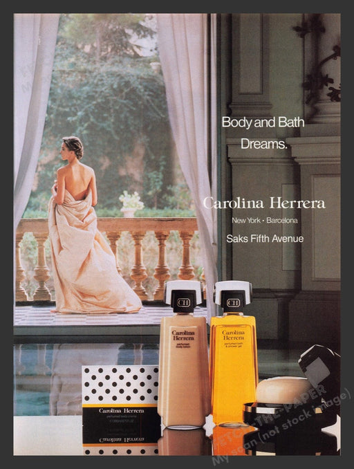 1990 Carolina Herrera Body & Bath Dreams Print Advertisement Ad