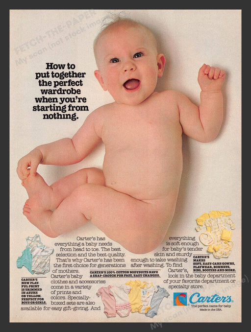 1987 Carter's Baby / Infant Clothes Start from Nothing Print Advertisement Ad