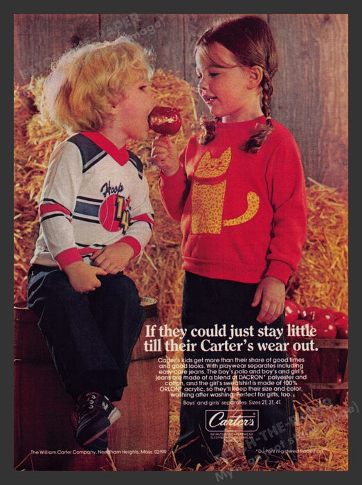 1980 Carter's Children's Clothing Fall Caramel Apple Print Advertisement Ad